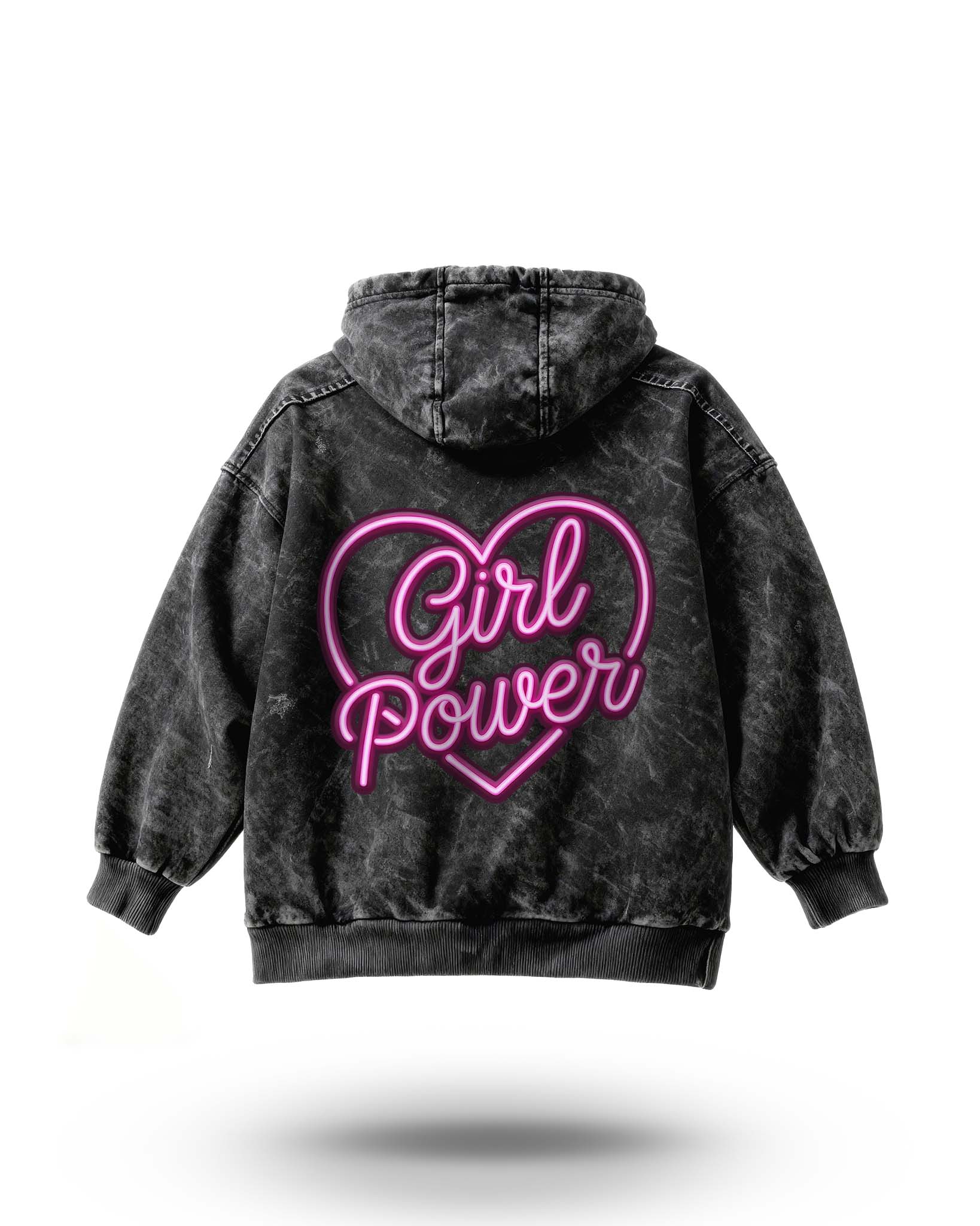 Manmaker Girl Power Acid Wash Gym Hoodie | Gym Wear for Women