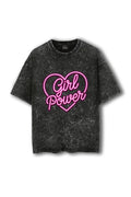 Manmaker Girl Power Acid Wash Oversized Gym T-shirt | Female Gym wear