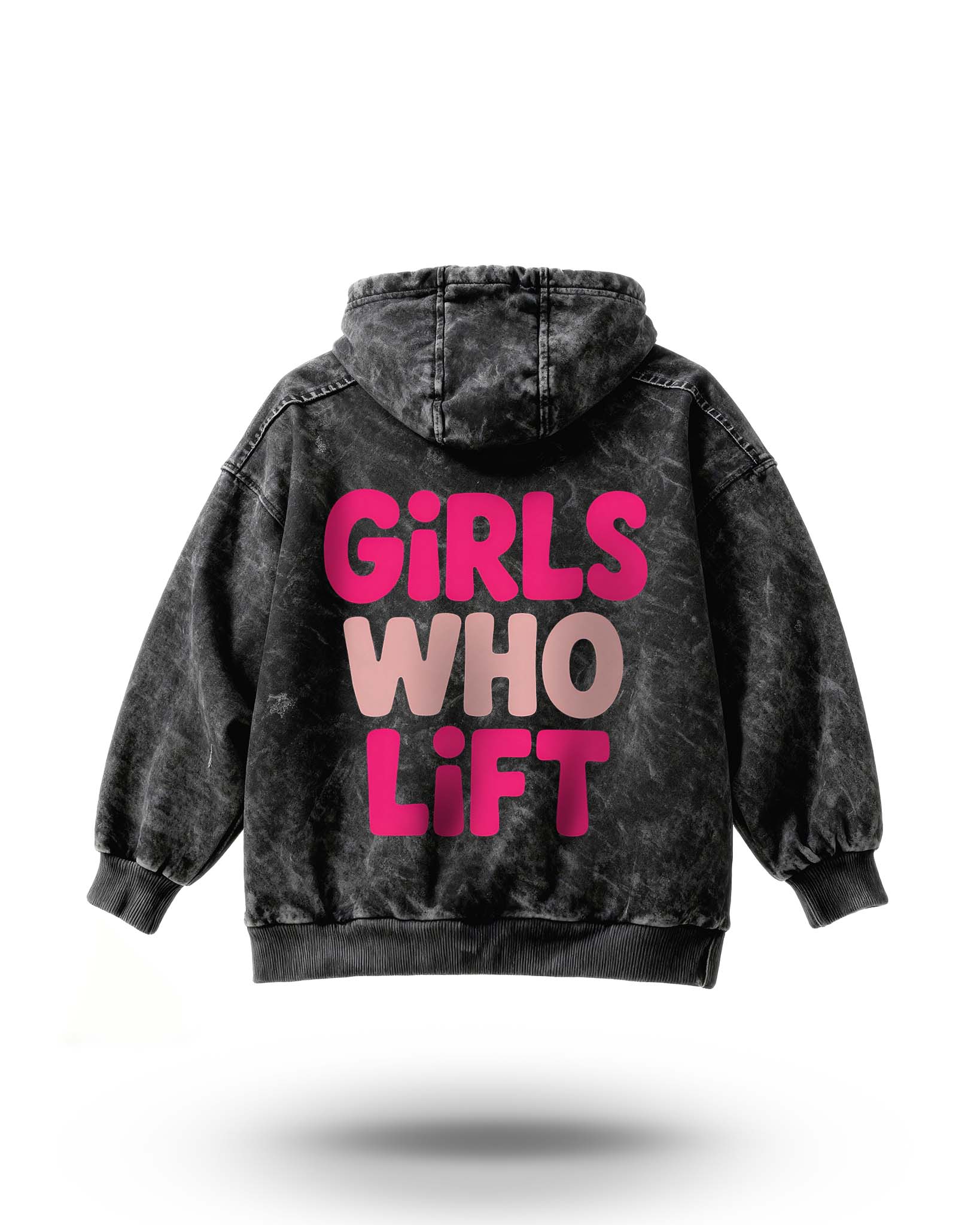 Manmaker Girls Who Lift Acid Wash Gym Hoodie | Gym Wear for Women