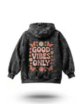 Manmaker Good Vibes Acid Wash Gym Hoodie | Gym Wear for Women
