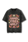 Manmaker Good Vibes Acid Wash Oversized Gym T-shirt | Female Gym Wear