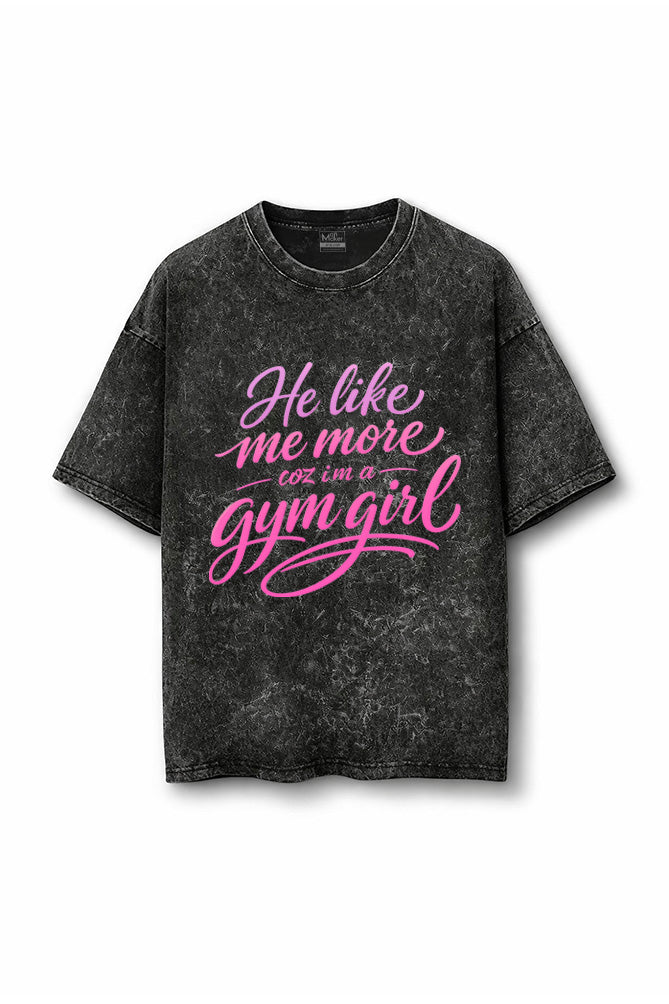 Manmaker Gym Girl Acid Wash Oversized Gym T-shirt | Gym Wear for Women