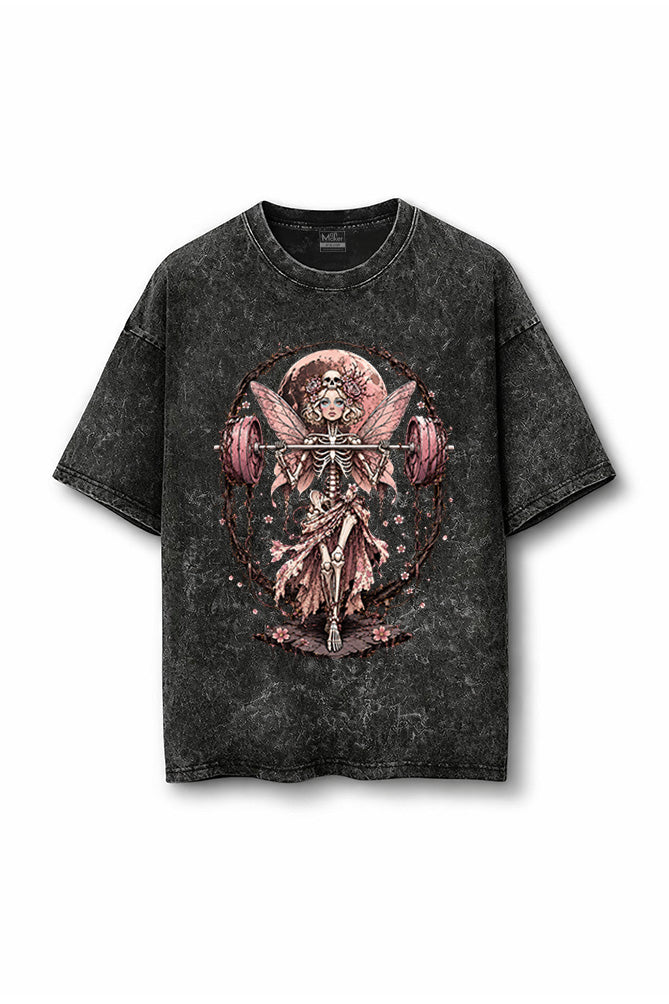 Manmaker Gym PrincessAcid Wash Oversized Gym T-shirt | Female Gym Wear