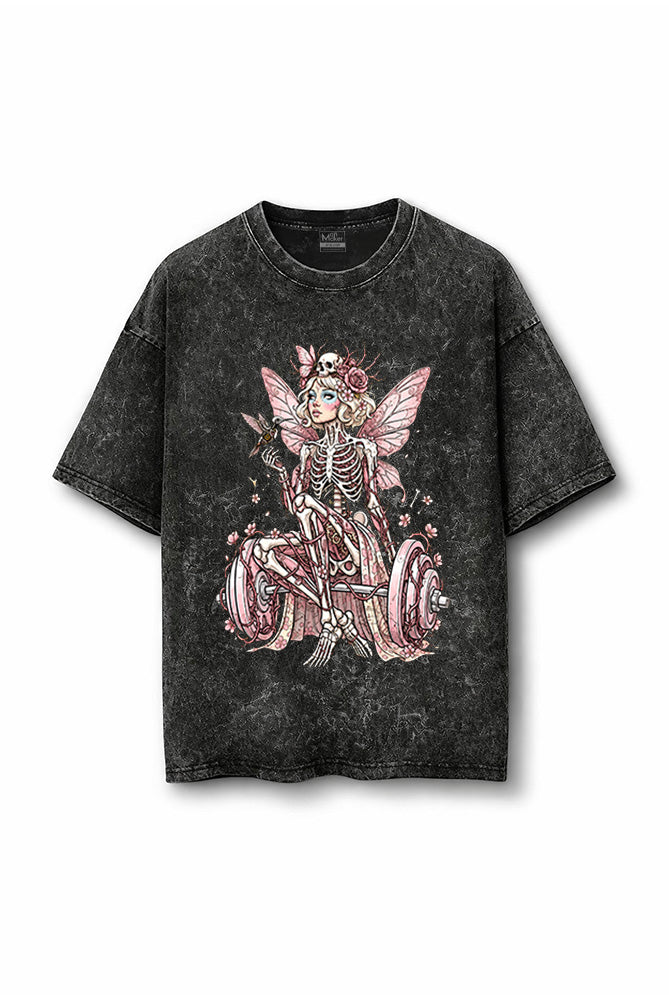 Manmaker Gym Princess Acid Wash Oversized Gym T-shirt | Female Gym Wear