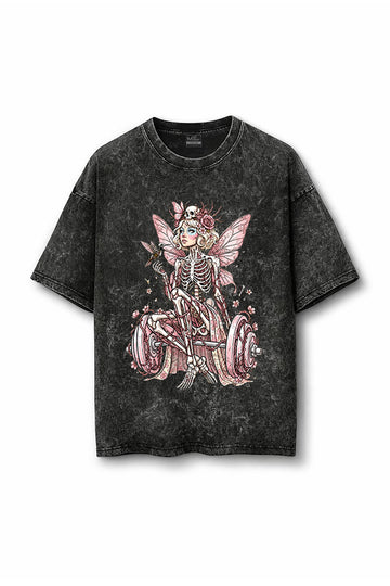 Manmaker Gym Princess Acid Wash Oversized Gym T-shirt | Female Gym Wear
