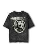 Manmaker Gym Wheel Acid Wash Oversized Gym T-shirt