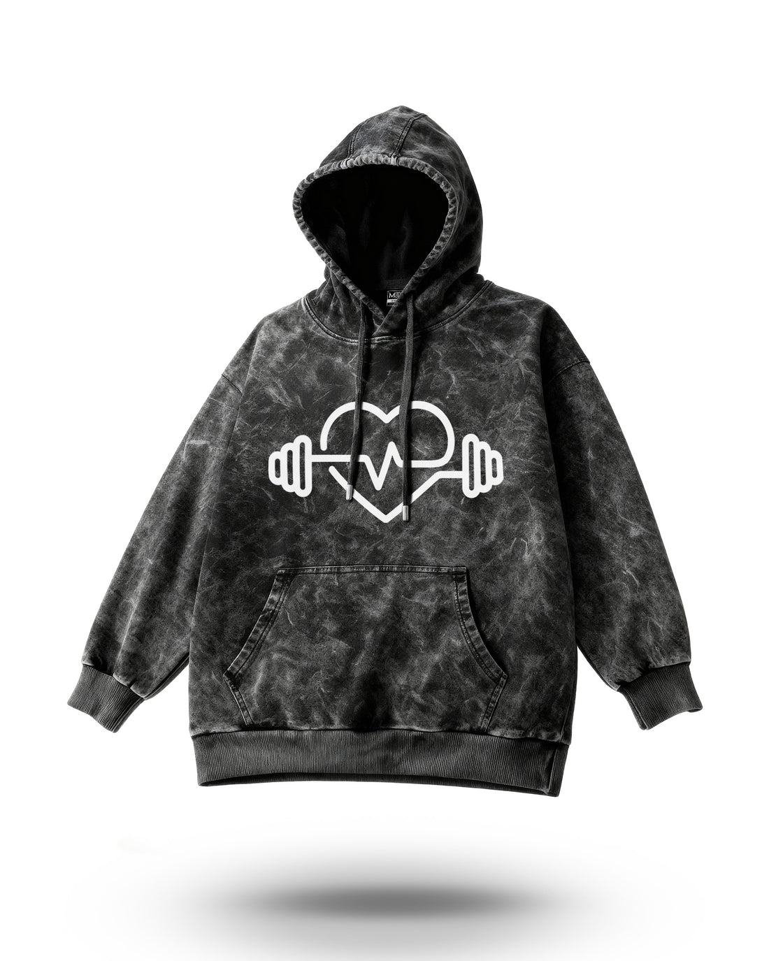 Manmaker Heart Acid Wash Gym Hoodie | Gym Wear for Men | Hoodie