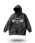 Manmaker Heart Acid Wash Gym Hoodie | Gym Wear for Men | Hoodie