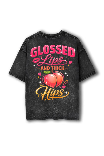 Manmaker Hips Acid Wash Oversized Gym T-shirt | Gym Wear for Women