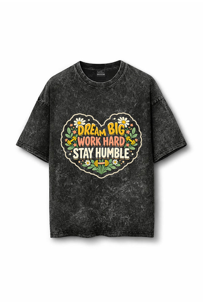 Manmaker Humble Acid Wash Oversized Gym T-shirt | Gym Wear for Women