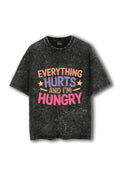Manmaker Hungry Acid Wash Oversized Gym T-shirt | Gym Wear for women