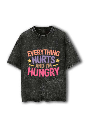 Manmaker Hungry Acid Wash Oversized Gym T-shirt | Gym Wear for women