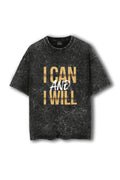 Manmaker I Can Acid Wash Oversized Gym T-shirt | Gym Wear for Women