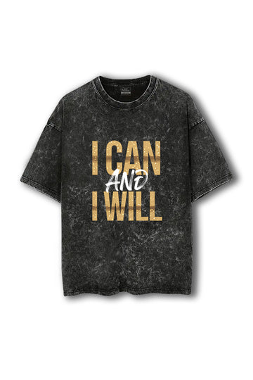 Manmaker I Can Acid Wash Oversized Gym T-shirt | Gym Wear for Women