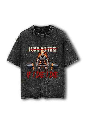Manmaker I Can Do Acid Wash Oversized Gym T-shirt | Gym Wear for Men