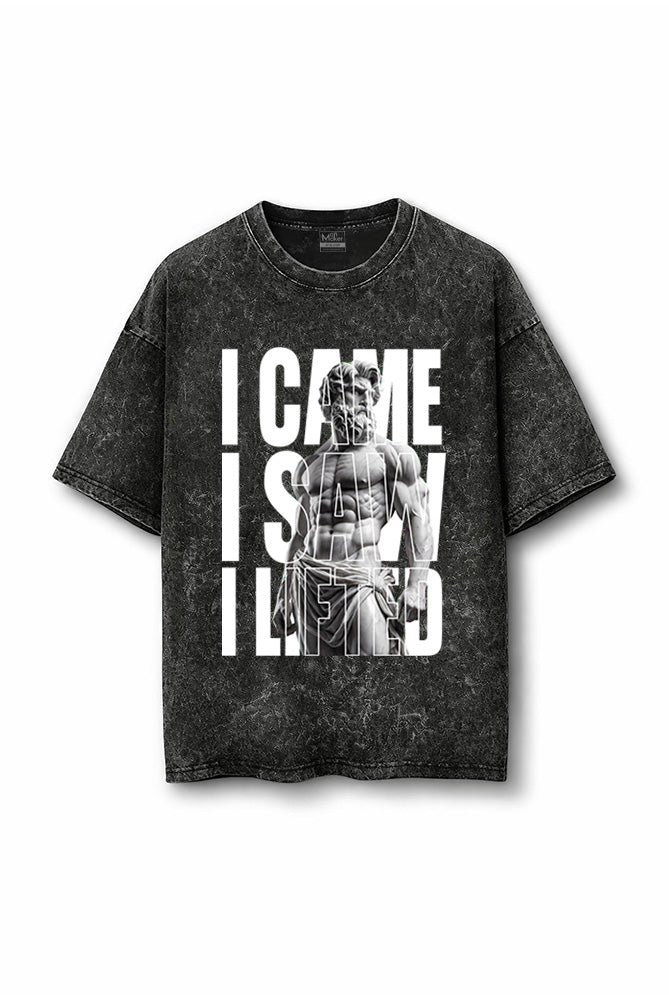 Manmaker I Lifted Acid Wash Oversized Gym T-shirt | Gym Wear for Men