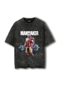 Manmaker Ironman Acid Wash Oversized Gym T-shirt | Marvel | Gym Wear