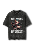Manmaker Jail Acid Wash Oversized Gym T-shirt | Female Gym Wear