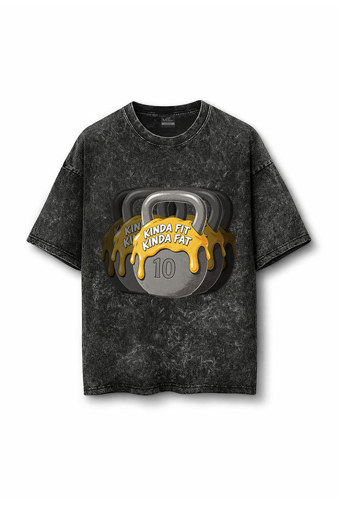 Manmaker Kinda Fit Acid Wash Oversized Gym T-shirt | Gym Wear for Men and Women