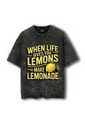Manmaker Lemons Acid Wash Oversized Gym T-shirt | Gym Wear for Women