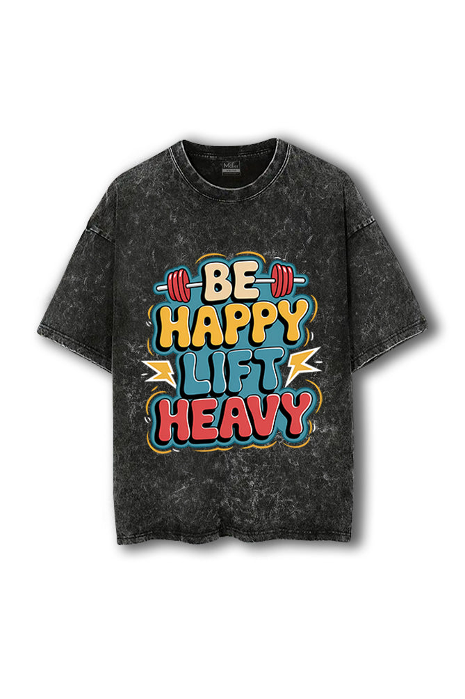 Manmaker Lift Heavy Acid Wash Oversized Gym T-shirt | Female Gym Wear