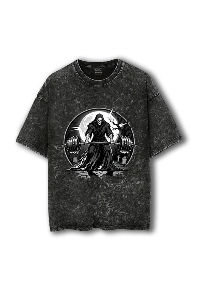 Manmaker Moon Night Acid Wash Oversized Gym T-shirt | Gym Wear for Men