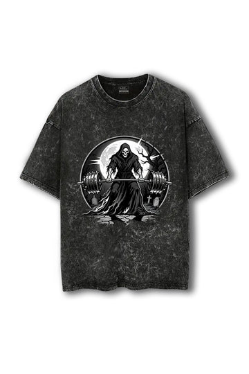 Manmaker Moon Night Acid Wash Oversized Gym T-shirt | Gym Wear for Men