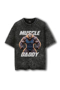 Manmaker Muscle Daddy Bear Acid Wash Oversized Gym T-shirt  | Gym Wear