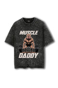 Manmaker Muscle Daddy Bulldog Acid Wash Oversized Gym T-shirt | Gymwear