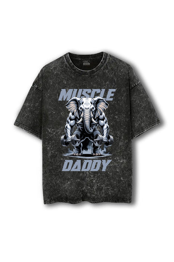 Manmaker Muscle Daddy Elephant Acid Wash Oversized Gym T-shirt 