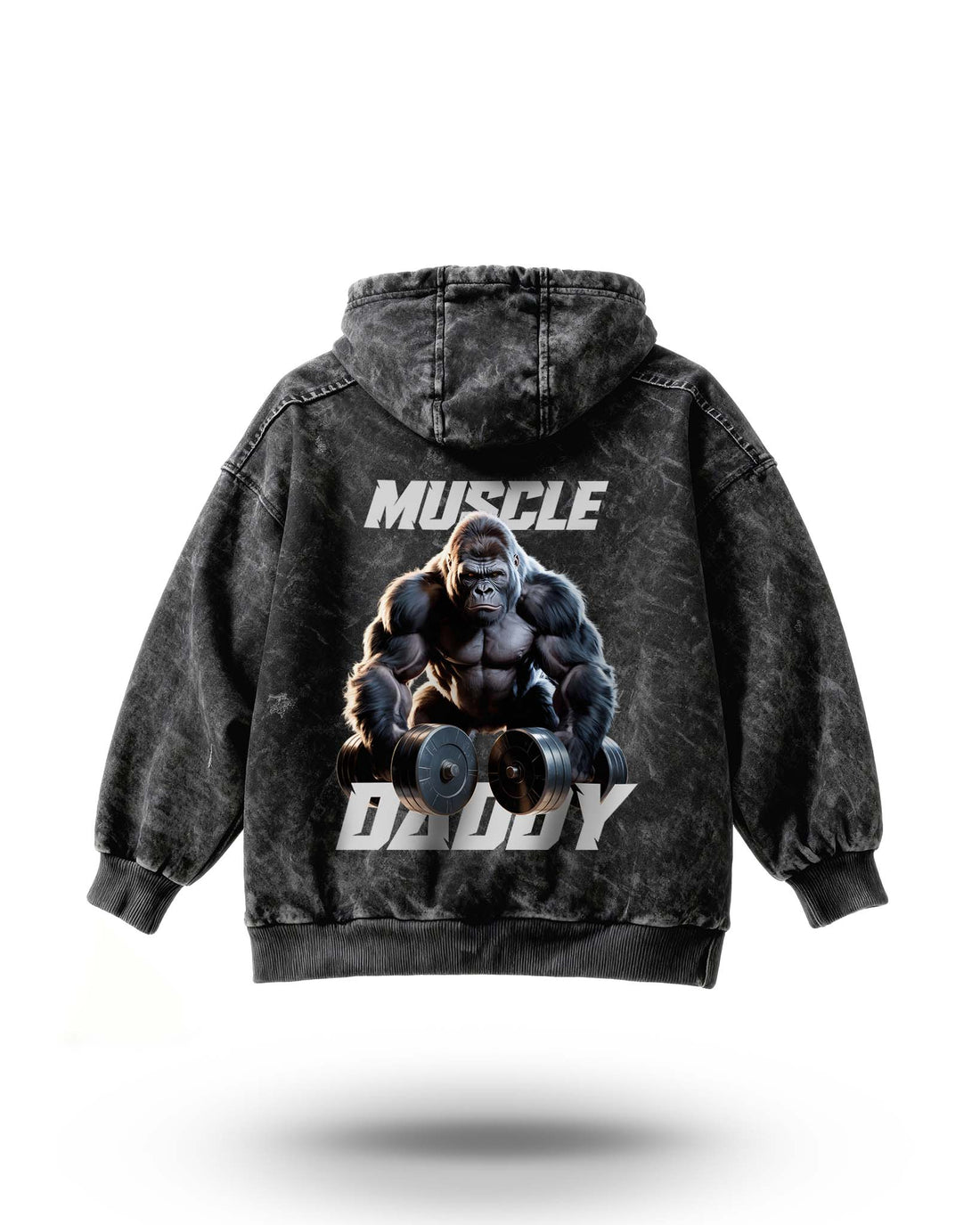 Manmaker Muscle Daddy Gorilla Acid Wash Gym Hoodie | Gym Wear for Men