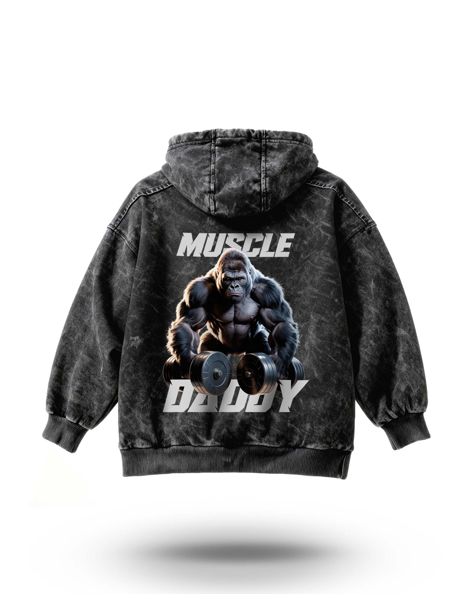 Manmaker Muscle Daddy Gorilla Acid Wash Gym Hoodie | Gym Wear for Men