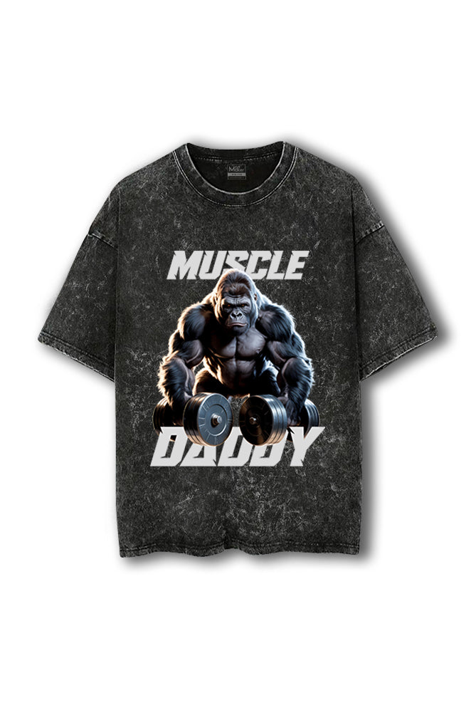 Manmaker Muscle Daddy Gorilla Acid Wash Oversized Gym T-shirt | Gym Wear