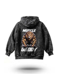 Manmaker Muscle Daddy Lion Acid Wash Gym Hoodie | Gym Wear for Men