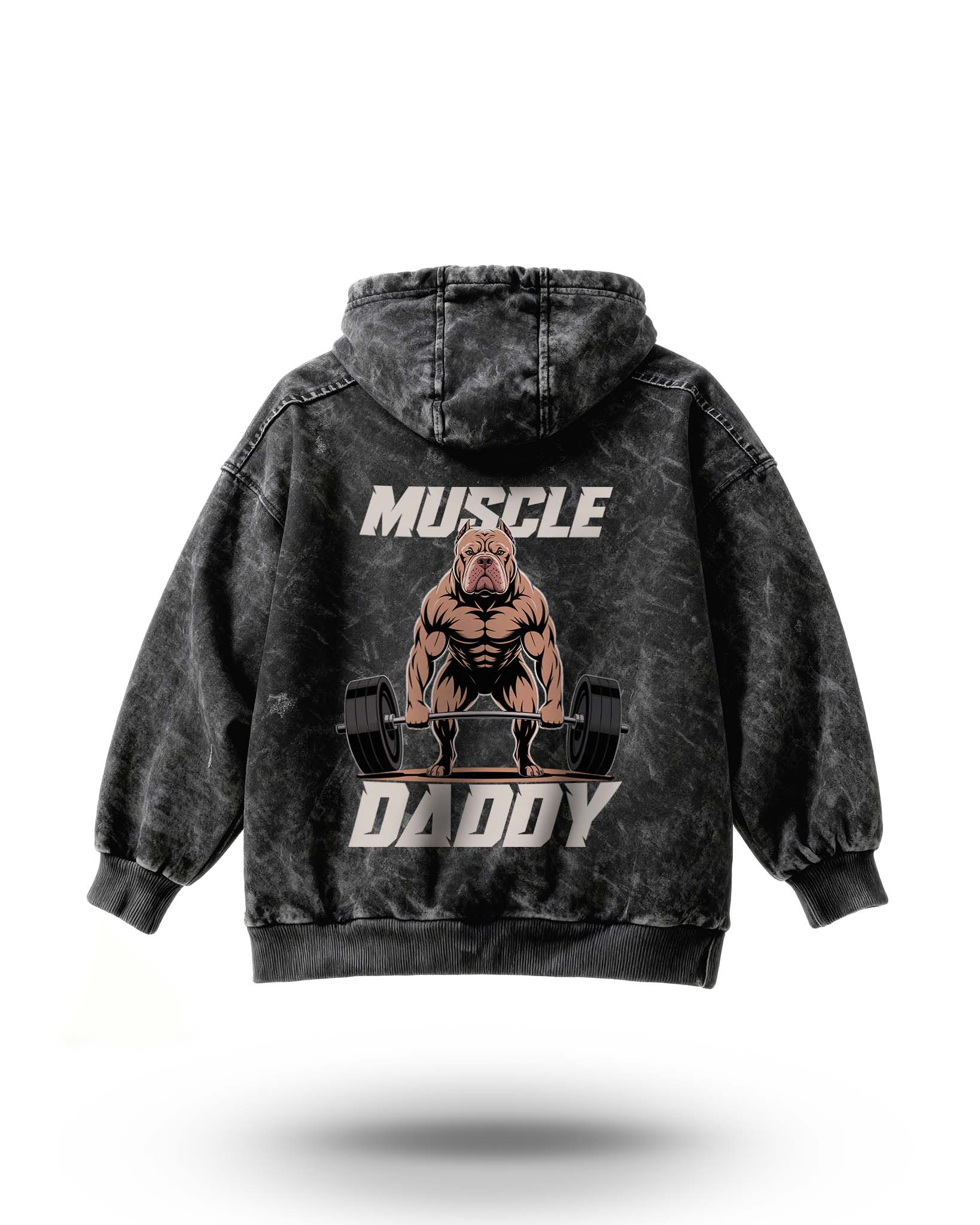 Manmaker Muscle Daddy Pitbull Acid Wash Gym Hoodie | Gym Wear for Men