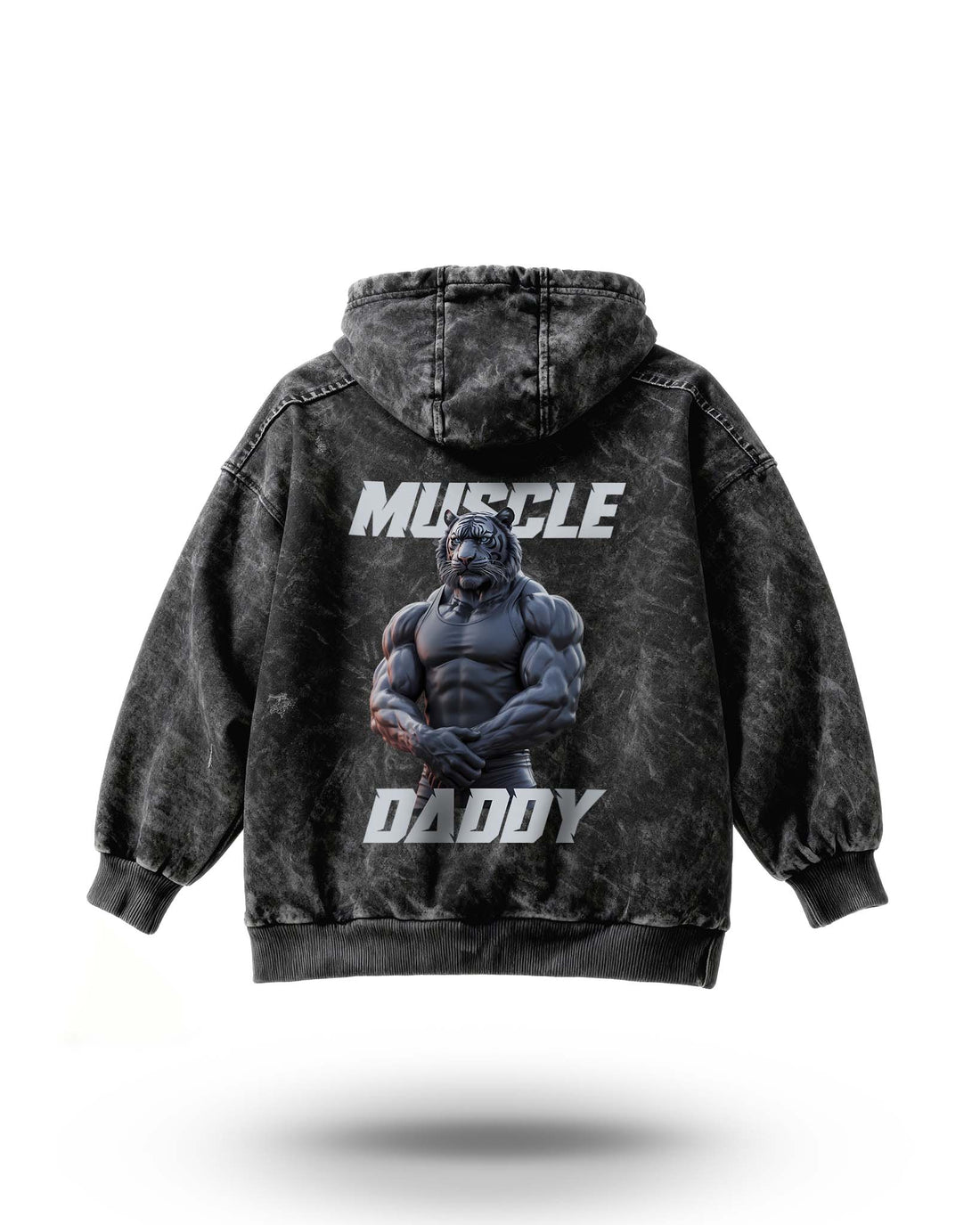 Manmaker Muscle Daddy Tiger Acid Wash Gym Hoodie | Gym Wear for Men