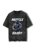 Manmaker Muscle Daddy Tiger Acid Wash Oversized Gym T-shirt | Gym Wear