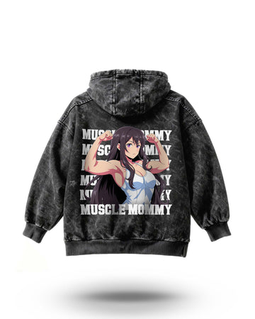 Manmaker Muscle Mommy Acid Wash Gym Hoodie | Gym Wear for Women