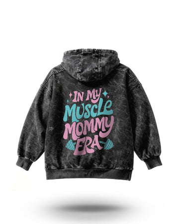 Manmaker Muscle Mommy Acid Wash Gym Hoodie | Gym Wear for Women