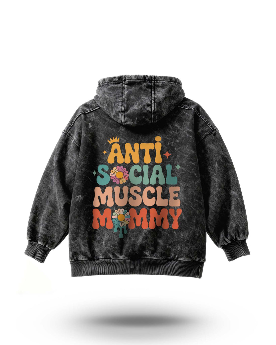 Manmaker Muscle Mommy Acid Wash Gym Hoodie | Gym Wear for Women