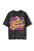 Manmaker Muscle Mommy Acid Wash Oversized Gym T-shirt | Female Gym Wear
