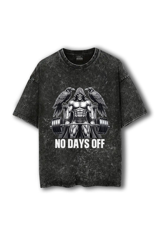 Manmaker No Days Off Acid Wash Oversized Gym T-shirt | Gym Wear