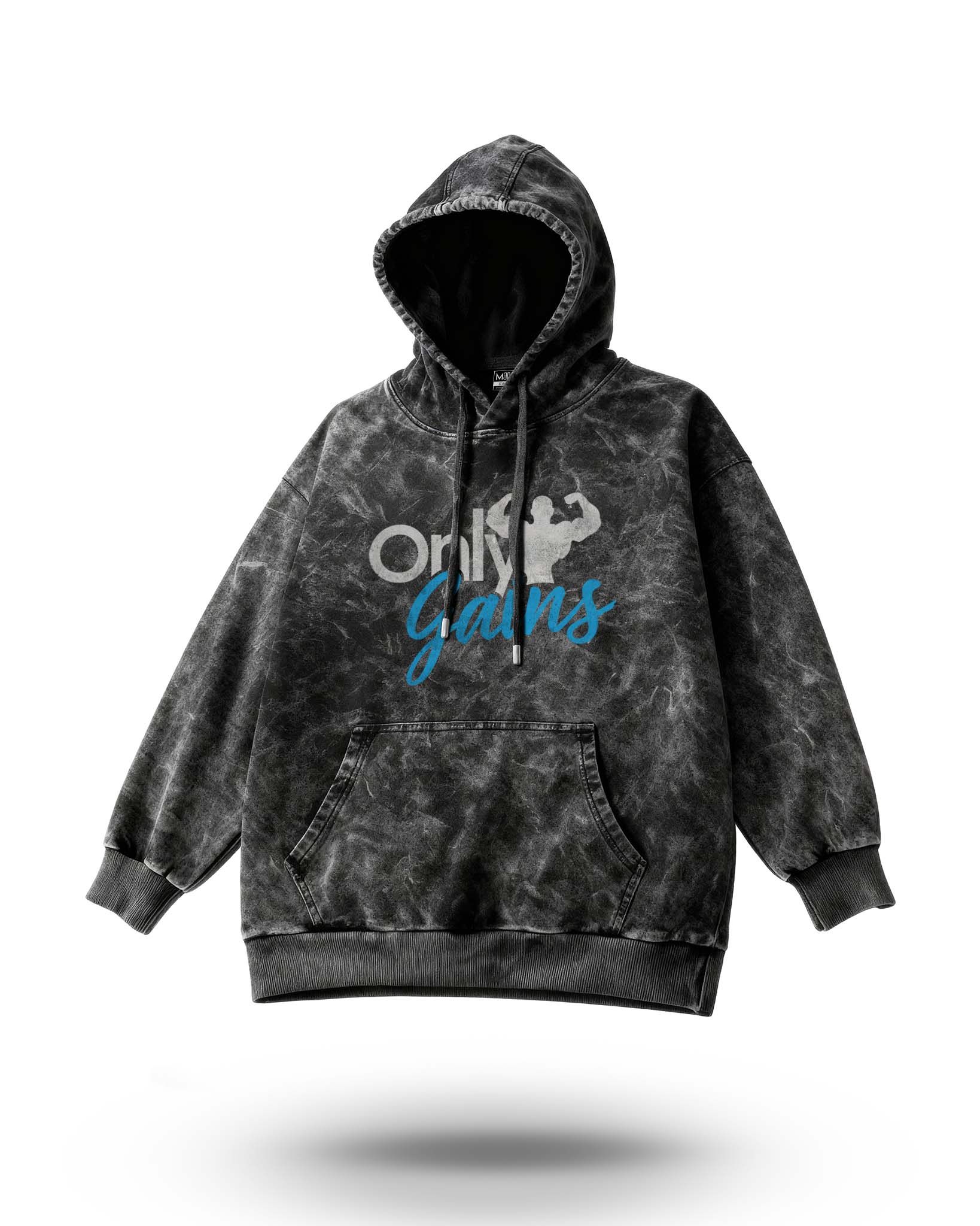 Manmaker Only gains Acid Wash Gym Hoodie | Gym Wear