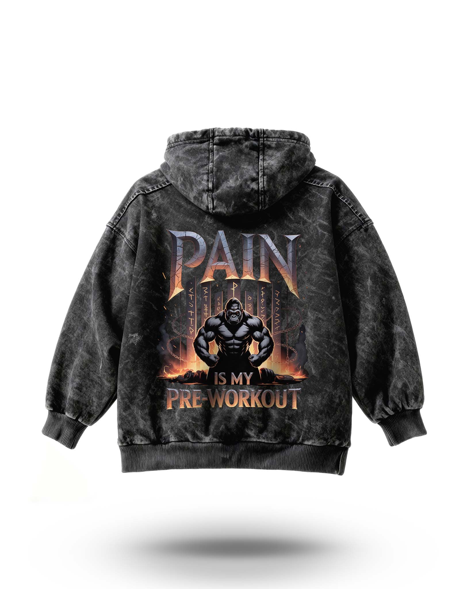 Manmaker Pain Acid Wash Gym Hoodie | Gym Wear for Men 