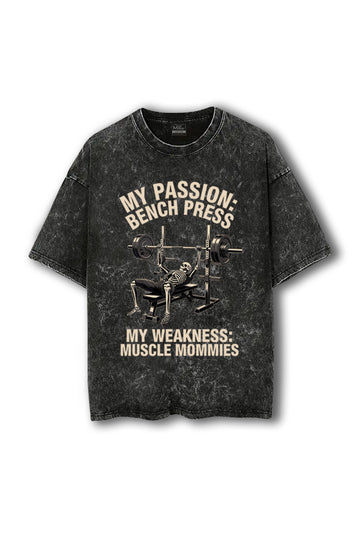 Manmaker Passion Acid Wash Oversized Gym T-shirt | Gym Wear for Men