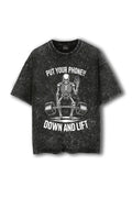 Manmaker Phone Acid Wash Oversized Gym T-shirt | Gym Wear for Men