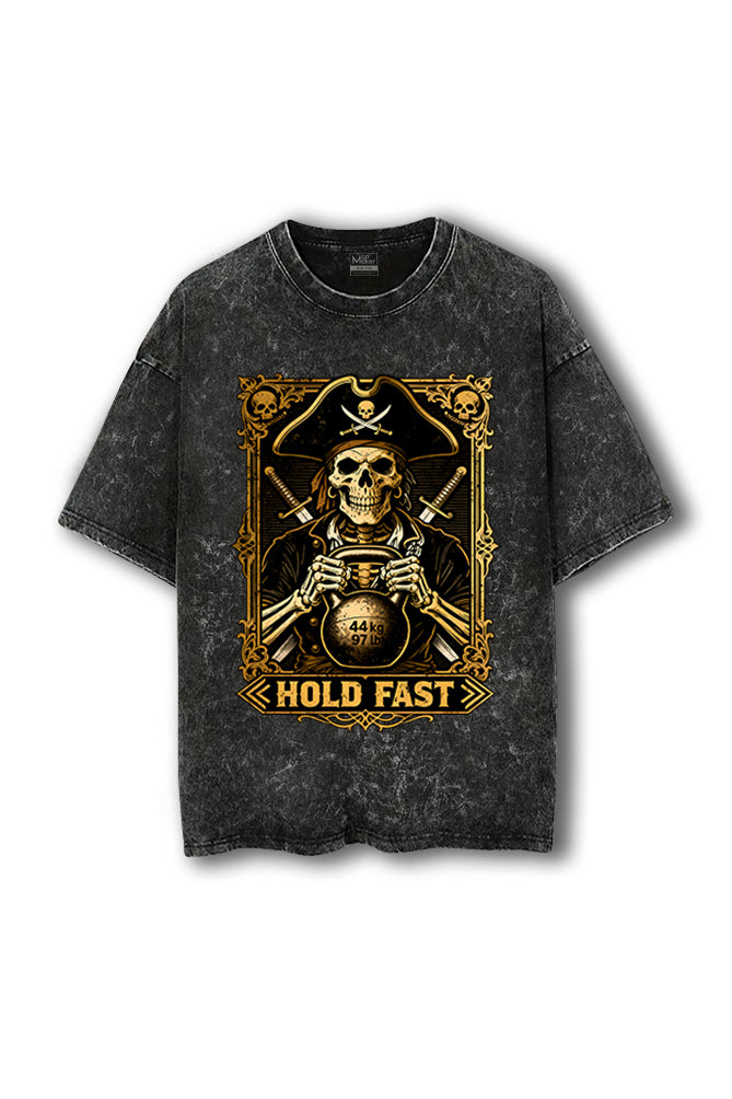 Manmaker Pirate Skull Acid Wash Oversized Gym T-shirt | Gym Wear
