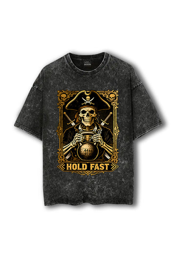 Manmaker Pirate Skull Acid Wash Oversized Gym T-shirt | Gym Wear