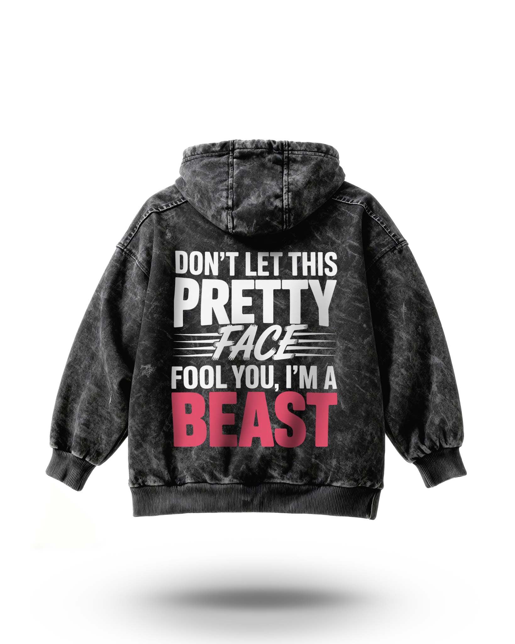 Manmaker Pretty Face Acid Wash Gym Hoodie | Gym Wear for Women