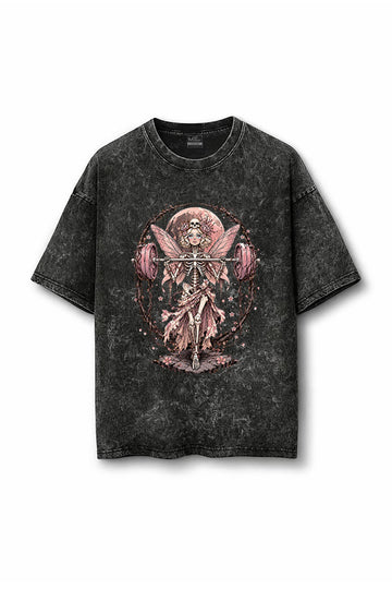Manmaker Gym Princess Acid Wash Oversized Gym T-shirt | Female Gym Wear
